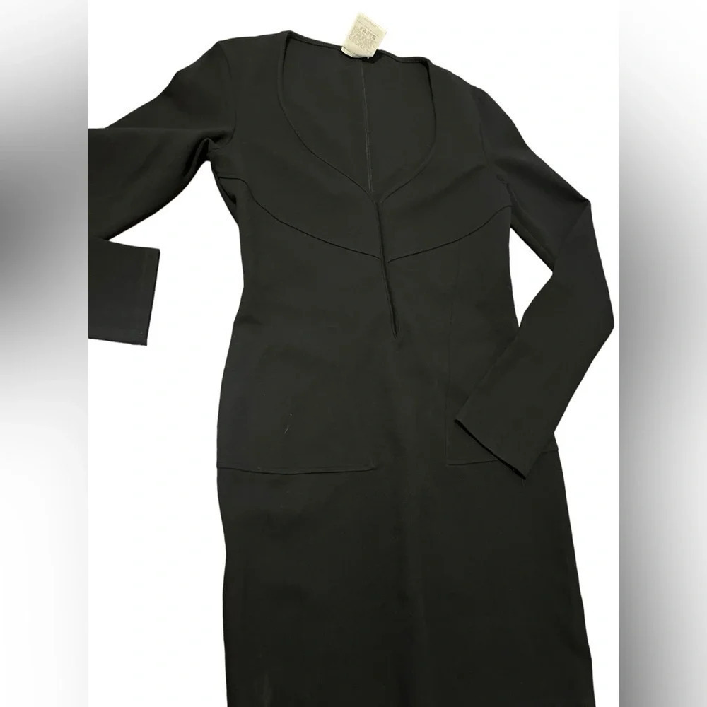 Vintage Versus Versace Black Corset Shaped Waist Long Sleeve Mini Dress - Picture 2 of 12